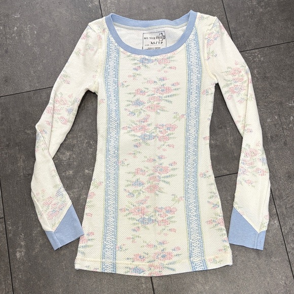 We The Free Tops - We The Free XS Thermal Waffle Floral Long Sleeve Top Free People Rose